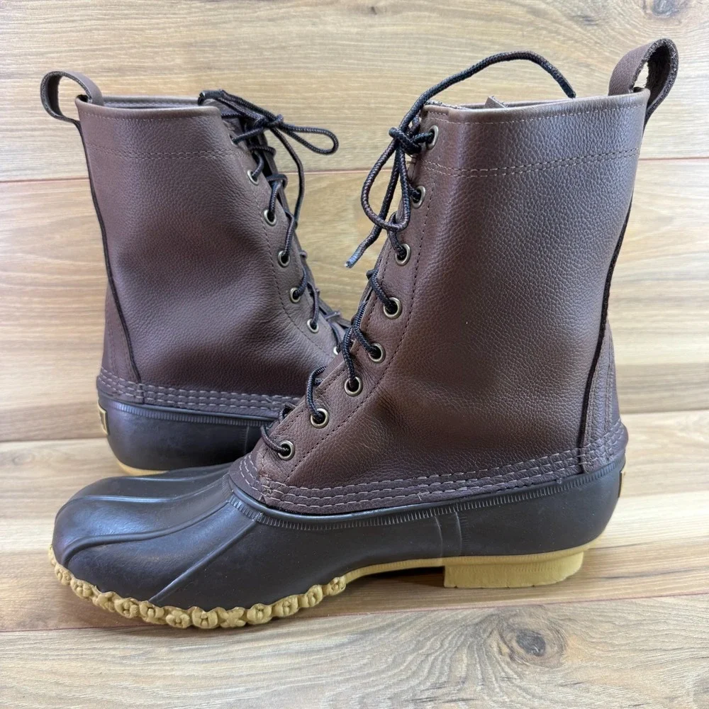 LL BEAN Boots Brown Leather Mens 11 Lace Up Waterproof Hunting Outdoor Duck
